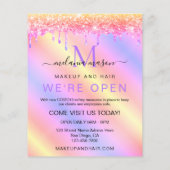 Eleganter Holographic Pink Unicorn Glitzer Salon Flyer (Hinten)
