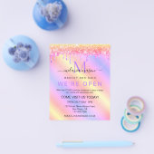 Eleganter Holographic Pink Unicorn Glitzer Salon Flyer (Einzeln)