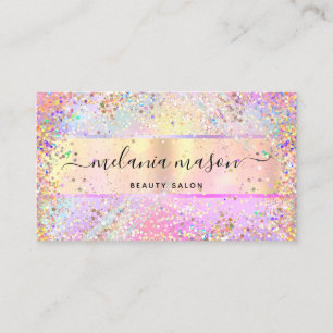 Eleganter Holographic Unicorn Confetti Glitzer Gol Visitenkarte
