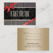 Eleganter hölzerner roter Band-Geschenkgutschein Rabattkarte (Vorne/Hinten)