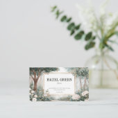 Eleganter Holzgarten Blumengoldrahmen Visitenkarte (Stehend Vorderseite)