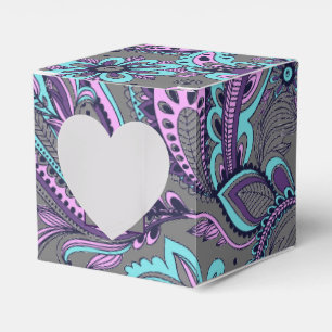 Eleganter Holzkohlen-Grau-Paisley-Türkis lila Geschenkschachtel