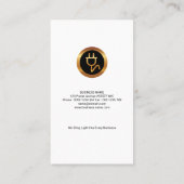 Eleganter Holzkörner Shiny Gold Stripe Electrician Visitenkarte (Rückseite)