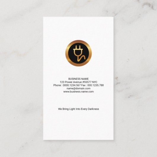 Eleganter Holzkörner Shiny Gold Stripe Electrician Visitenkarte (Rückseite)