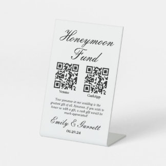 Eleganter Honeymoon Fund QR Code Pedestal Sign Sockelschild