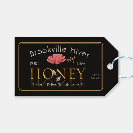 Eleganter Honig Jar oder Gift Basket Label Bee Pop Geschenkanhänger (Vorderseite (Horizontal))