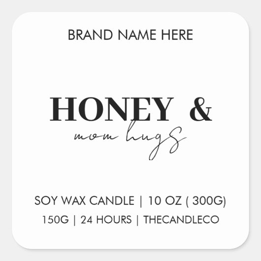 Eleganter Honig und Mama hugs Personalisiert Candl Quadratischer Aufkleber (Vorderseite)