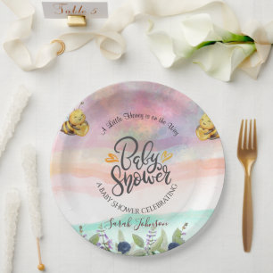Eleganter Honigbienen-Babyshower-Party-Dekorations Pappteller