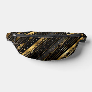 Eleganter, horizontal gestreifter Schwarz-Gold-Str Bauchtasche