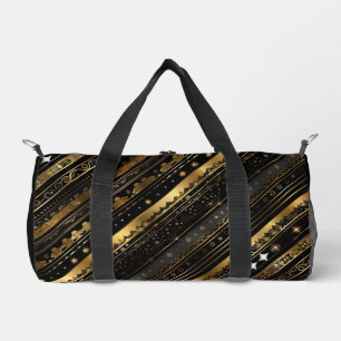 Eleganter, horizontal gestreifter Schwarz-Gold-Str Duffle Bag