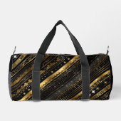 Eleganter, horizontal gestreifter Schwarz-Gold-Str Duffle Bag (Rückseite)