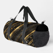 Eleganter, horizontal gestreifter Schwarz-Gold-Str Duffle Bag (Rechte Ecke)