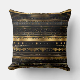 Eleganter, horizontal gestreifter Schwarz-Gold-Str Kissen