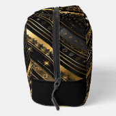Eleganter, horizontal gestreifter Schwarz-Gold-Str Waschbeutel (Rechts)