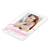 Eleganter Hot Pink Calligraphy Foto Abschluss Magnet (Linke Seite)