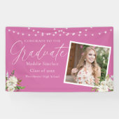 Eleganter Hot Pink Foto Floral Abschluss Banner (Horizontal)
