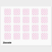 Eleganter Hot Pink Glitzer Polka Dots Muster Quadratischer Aufkleber (Blatt)