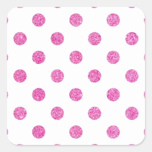 Eleganter Hot Pink Glitzer Polka Dots Muster Quadratischer Aufkleber (Vorderseite)