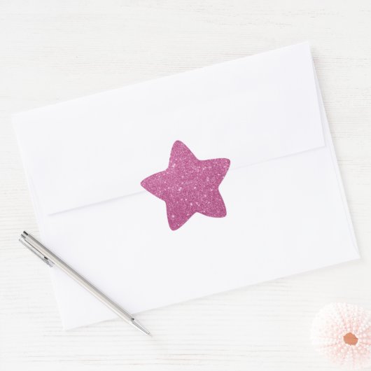 Eleganter Hot Pink Glitzer Star Sticker (Umschlag)