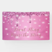 Eleganter Hot Pink Glitzer Tropfen Bachelorette Banner (Horizontal)