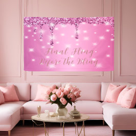 Eleganter Hot Pink Glitzer Tropfen Bachelorette Banner