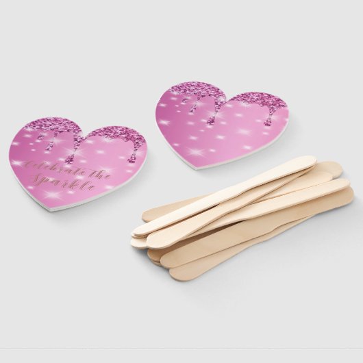 Eleganter Hot Pink Glitzer Tropfen Bachelorette Fächer (Non-assembled)