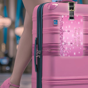 Eleganter Hot Pink Glitzer Tropfen Bachelorette Gepäckanhänger