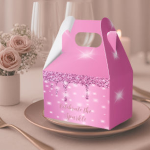 Eleganter Hot Pink Glitzer Tropfen Bachelorette Geschenkschachtel