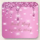 Eleganter Hot Pink Glitzer Tropfen Bachelorette Getränkeuntersetzer (Vorderseite)