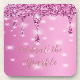Eleganter Hot Pink Glitzer Tropfen Bachelorette Getränkeuntersetzer