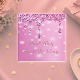 Eleganter Hot Pink Glitzer Tropfen Bachelorette Glasuntersetzer