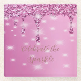 Eleganter Hot Pink Glitzer Tropfen Bachelorette Glasuntersetzer