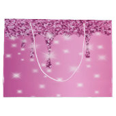 Eleganter Hot Pink Glitzer Tropfen Bachelorette Große Geschenktüte (Rückseite)