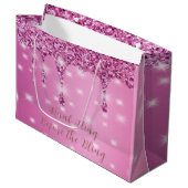 Eleganter Hot Pink Glitzer Tropfen Bachelorette Große Geschenktüte (Vorderseite Schrägansicht)