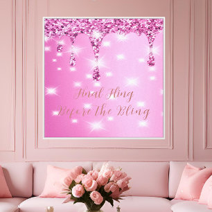 Eleganter Hot Pink Glitzer Tropfen Bachelorette Leinwanddruck
