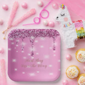 Eleganter Hot Pink Glitzer Tropfen Bachelorette Pappteller (Party)