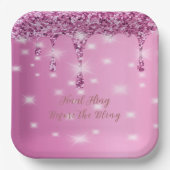 Eleganter Hot Pink Glitzer Tropfen Bachelorette Pappteller (Vorderseite)