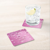 Eleganter Hot Pink Glitzer Tropfen Bachelorette Rechteckiger Pappuntersetzer (Vor Ort)