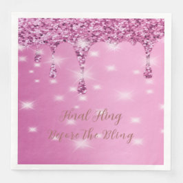 Eleganter Hot Pink Glitzer Tropfen Bachelorette Serviette