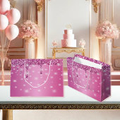 Eleganter Hot Pink Glitzer Tropfen Große Geschenktüte