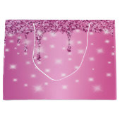 Eleganter Hot Pink Glitzer Tropfen Große Geschenktüte (Vorderseite)