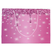 Eleganter Hot Pink Glitzer Tropfen Große Geschenktüte (Rückseite)