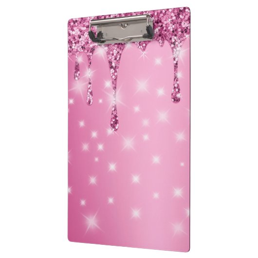 Eleganter Hot Pink Glitzer Tropfen Klemmbrett (Links)