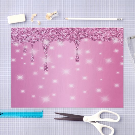 Eleganter Hot Pink Glitzer Tropfen Seidenpapier (Handwerk)