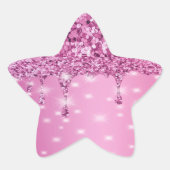 Eleganter Hot Pink Glitzer Tropfen Stern-Aufkleber (Vorderseite)