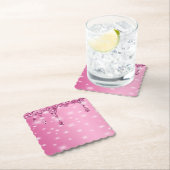 Eleganter Hot Pink Glitzer Tropfen Untersetzer (Vor Ort)