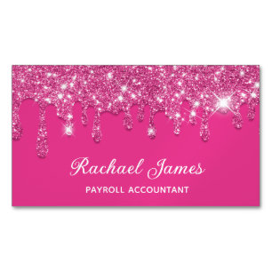 Eleganter Hot Pink Imitate Glitzer Tropfen Online Magnetische Visitenkarte