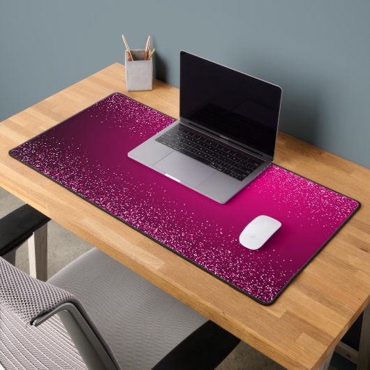 Eleganter Hot Pink Silver Glitzer Schreibtischunterlage (Büro 2)