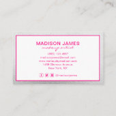 Eleganter Hot Pink Silver Modern Chic Makeup Artis Visitenkarte (Rückseite)