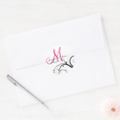 Eleganter Hot Pink Swirl Monogram Wedding Sticker (Umschlag)